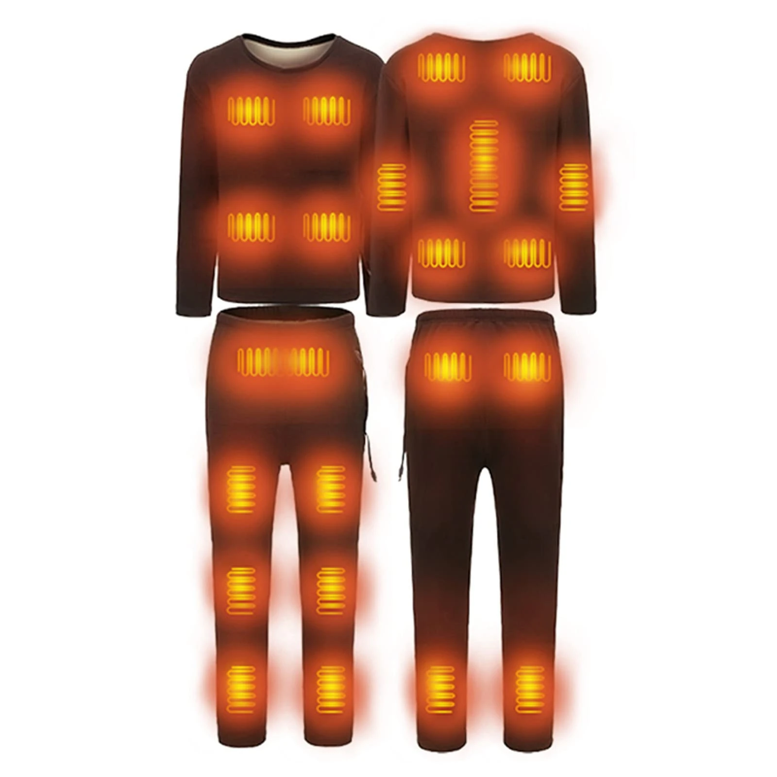 Clearance Women Heated Underwear Thermal Set USB Charging Electric Body Warmer with Muti-Heating Zones Ladies Heated Thermal Shirt and Pants 3 Heating Levels Base Layer Warm Top Suit Lightweight