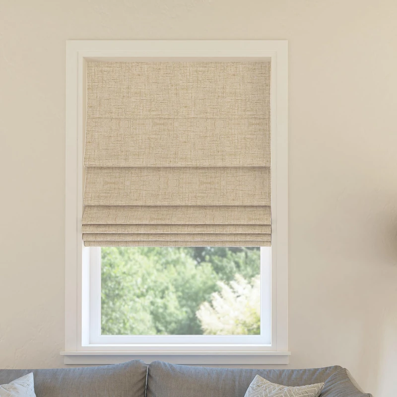 Sun Zero Seraphina Textured 100% Blackout Cordless Roman Shade, 35" x 64", Taupe
