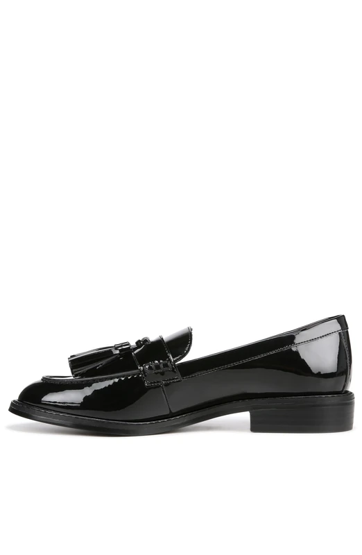 Franco Sarto Women's Carolynn Low Slip on Tassel Loafers, Black Patent, 3.5 UK