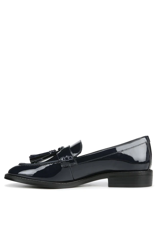 Franco Sarto Women's Carolynn Low Slip on Tassel Loafers, Navy Patent, 6 UK