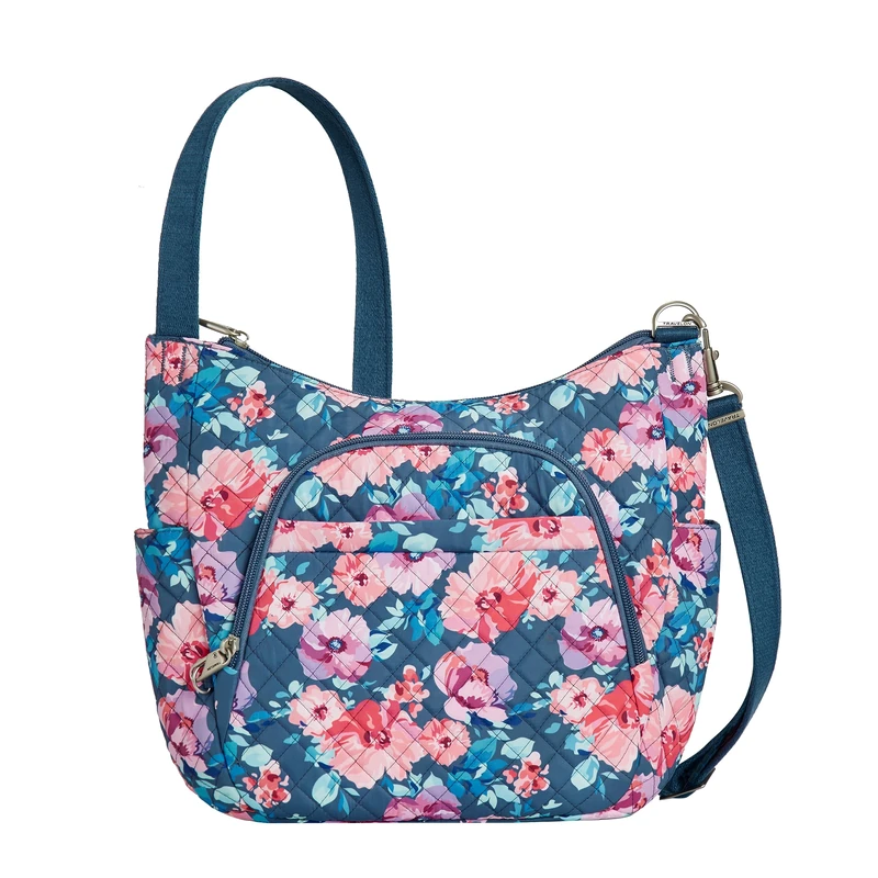 Travelon Anti-Theft Classic Crossbody Bucket Bag, Blossom Floral, One Size
