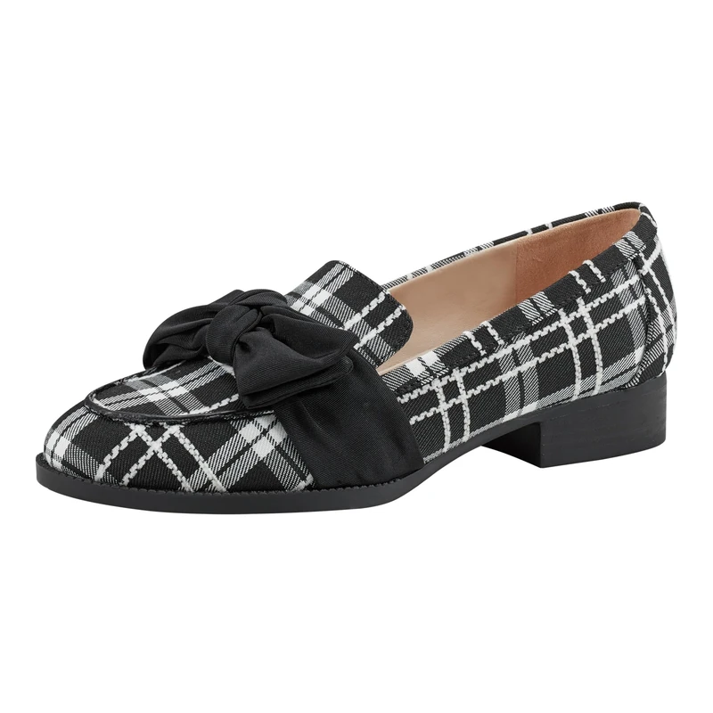 Bandolino Women's Lindio Loafer, Black/White Tartan Plaid 001, 7.5 UK