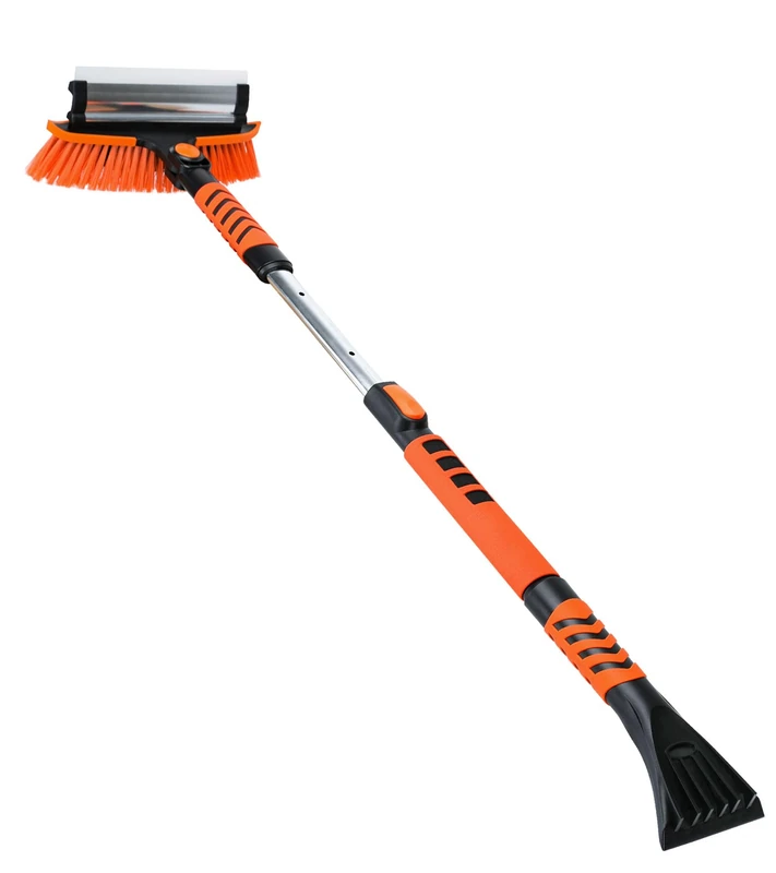 Ajimy 3in1 Snow Brush and Ice Scraper for Car Windshield,42'' Extendable Heavy Duty Snow Broom Vehicle Snow Removal Tool for Car SUV Trucks
