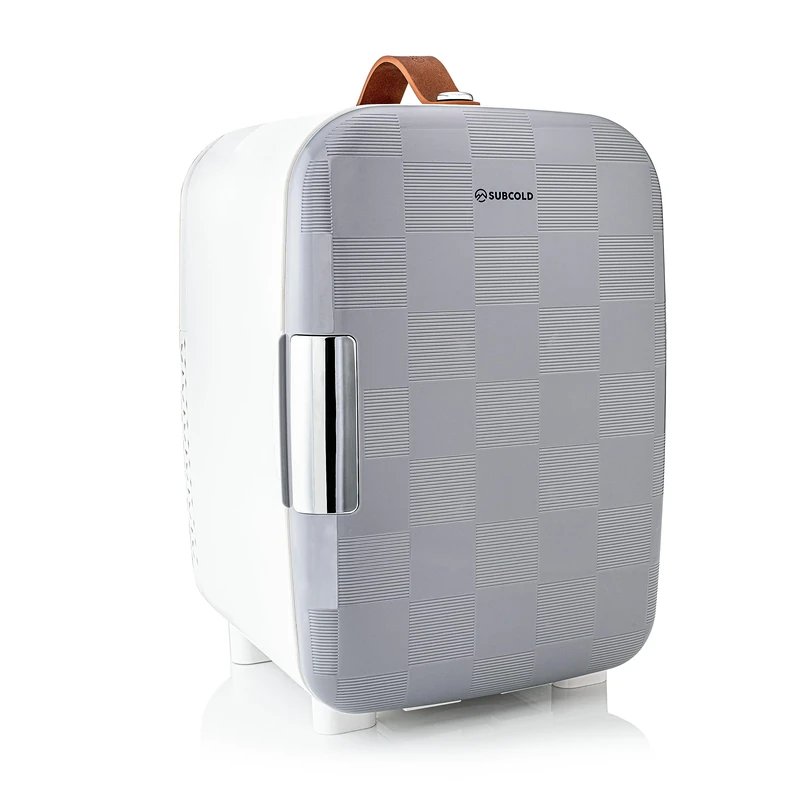 Subcold Pro10 Luxury Mini Fridge Cooler | Compact 10L Portable Small Fridge 12v & 240v | Efficient Quiet Cooling System | Ideal for Bedroom, Office, Beauty & Car | (Chequer Grey)