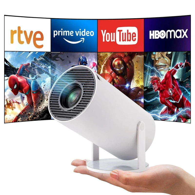 Mini Projector, 4K Full HD Video Projector, Portable Auto Keystone Correction Projector, 2.4/5G WiFi Bluetooth 5.0, Android 11.0, 130 Inch Screen, 180 Degree Rotation