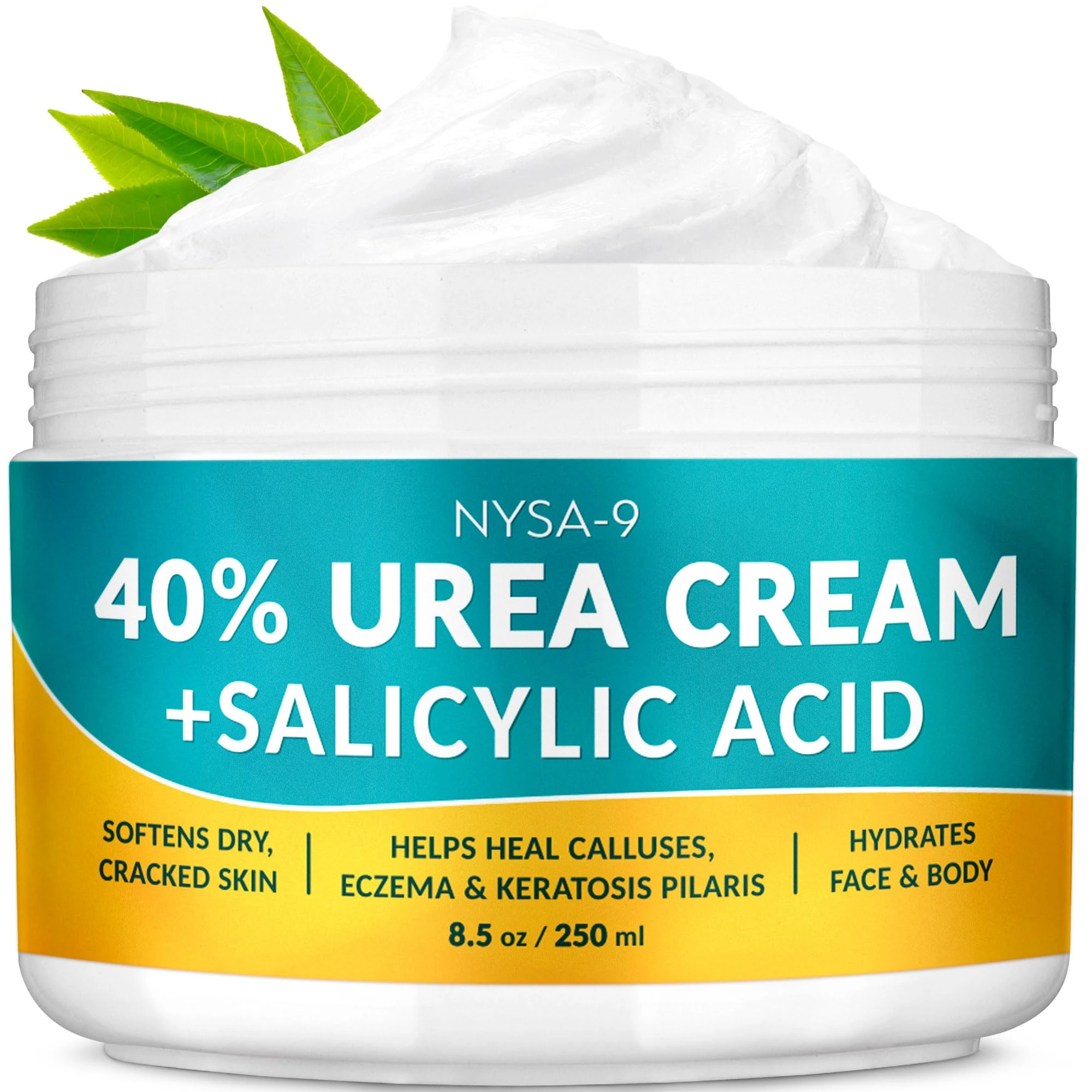 Ultra-Hydrating 40% Urea Foot Cream 250 ml/8.5oz Plus 0.5% Salicylic Acid for Dry, Cracked Feet, Heels & Hands, Intensive Moisturizer & Skin Barrier Repair for Calluses & Psoriasis by Nysa-9