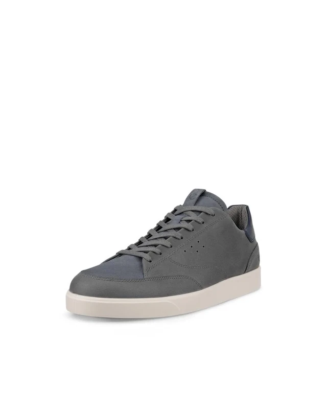 ECCO Men's Street Lite Court Sneaker, Moon Rock/Magnet/Steel/Marine, 10/10.5 UK