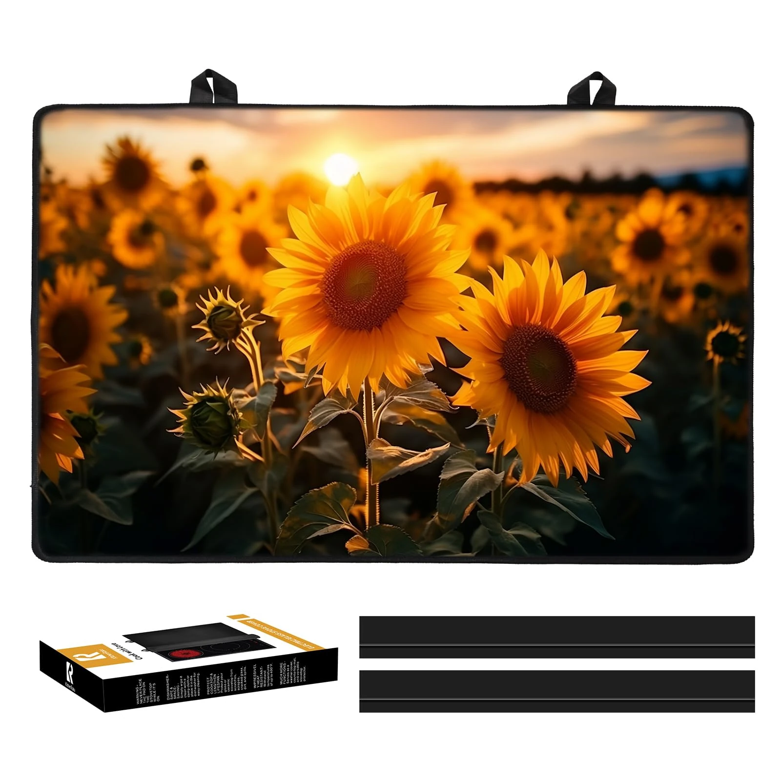 Kitchenraku Electric Hob Cover 78x52cm - Protective Glass Cover for Ceramic and Induction Cookers to Prevent Scratches (Customised Style H)