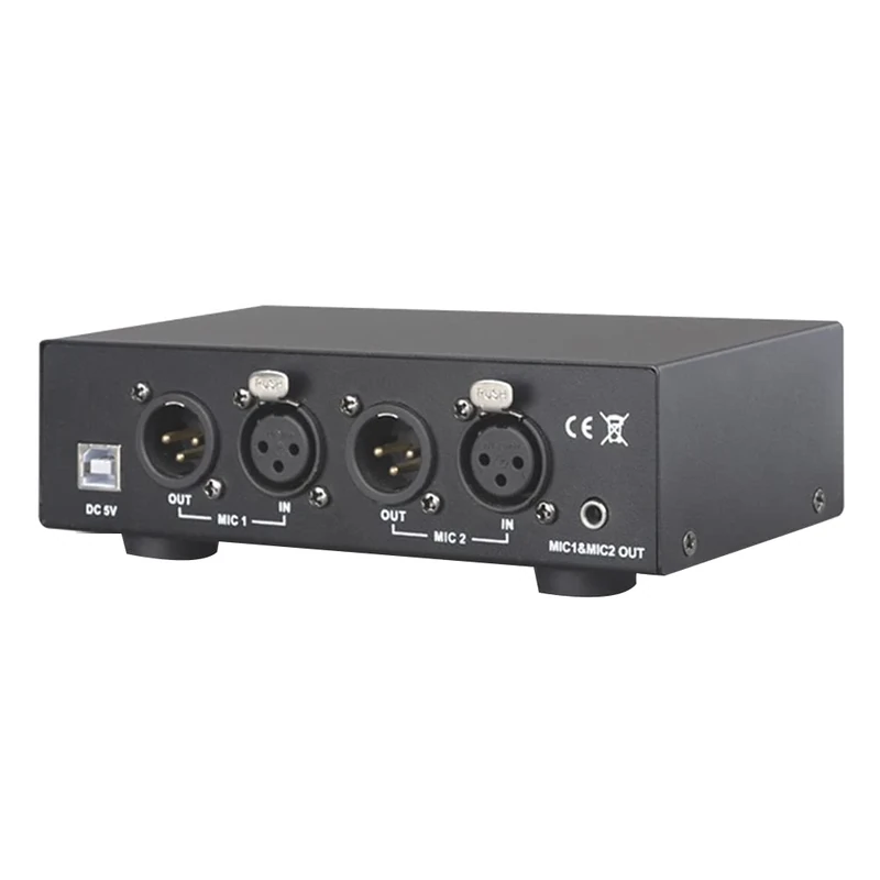 Yeruvce USB Dual Mixed Output Phantom Power Supply Audio Interface Metal for Condenser Microphones Music Recording Equipment - Image 1