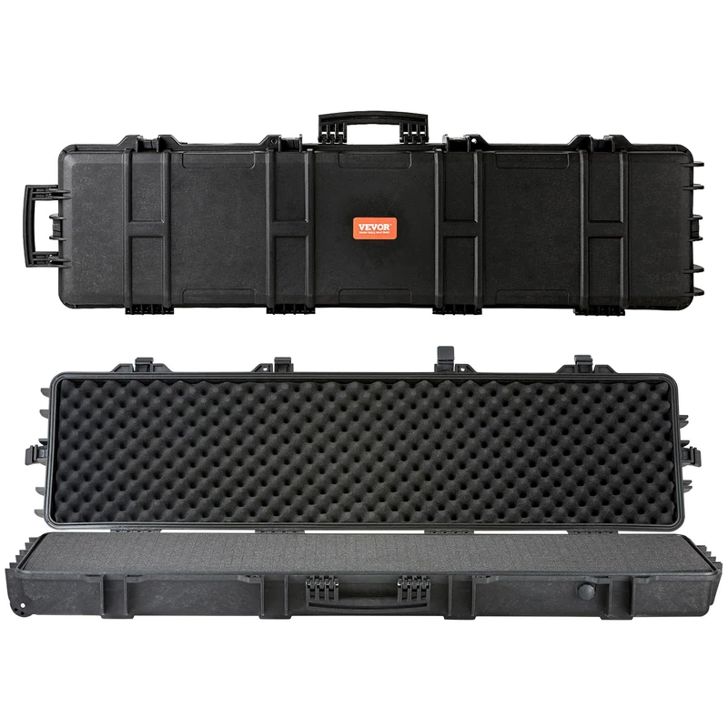 VEVOR Rifle Case, Rifle Hard Case with 3 Layers Fully-Protective Foams, 50 inch Lockable Hard Gun Case with Wheels, IP67 Waterproof & Crushproof, for Two Rifles or Shotguns, Airsoft Gun