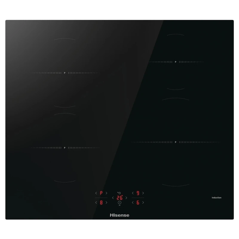 Hisense HI6401BSC Built-in 60cm Induction Hob Ceramic Glass Panel, Child Lock, Touch control, Timer Function - Black 7200W, 595 x 54 x 520 mm (W x H x D)