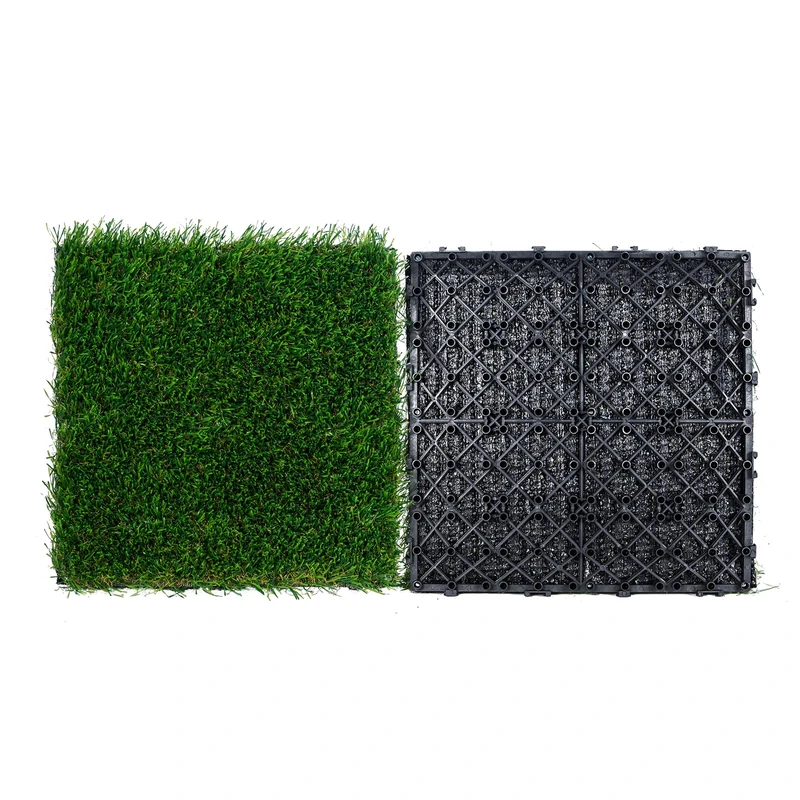 VEVOR Artifical Grass Tiles Interlocking Turf Deck Set, 18 Pack 305x305mm, Synthetic Fake Grass Self-draining Mat Flooring Decor Pad, Perfect For Multi-Purpose Indoor Outdoor Entryway Scraper Dog Mats