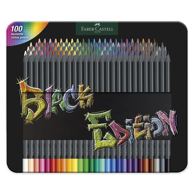 Faber-Castell Black Edition Colour Pencils, Tin of 100
