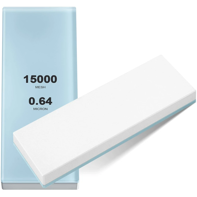 WILLBOND 15000# Glass Sharpening Stone 2 3/4" W x 8 3/4" L Whetstone Grit Single Side 0.2" Thick Wet Honing Knife Sharpener Oilstone