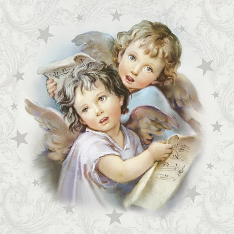 3-Ply Xmas Decoupage Tissue Paper Napkins Decorative Christmas Serviettes 33cm x 33cm - Pack of 20 (Two Christmas Angels)