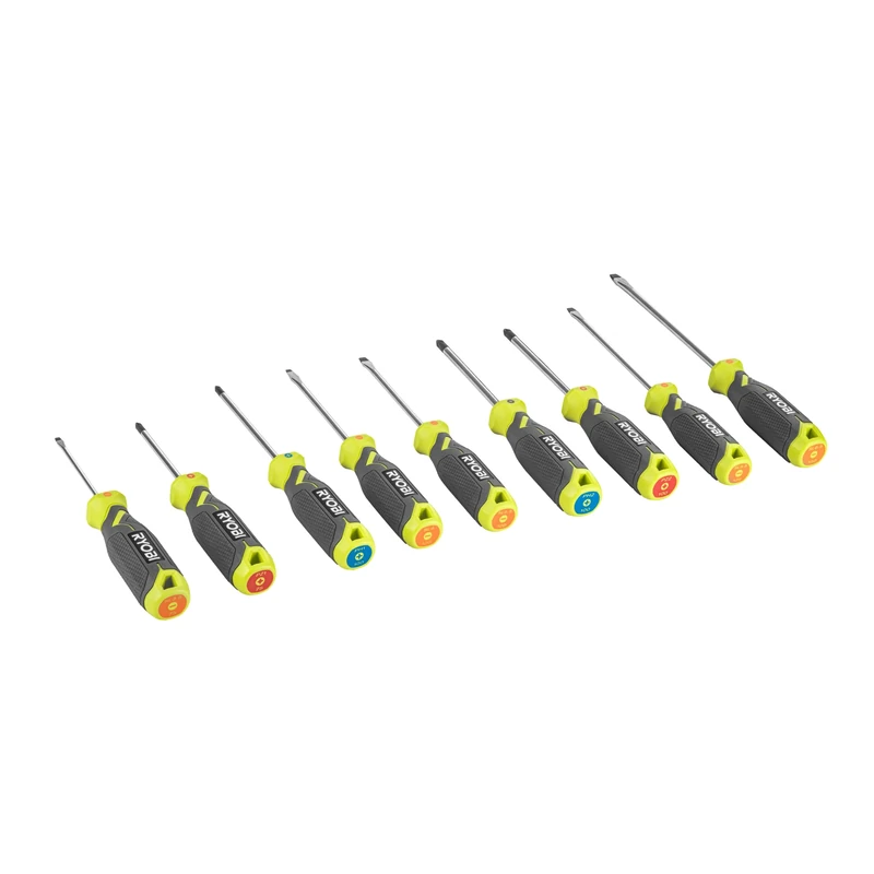 Ryobi RHSDS9PC Magnetic Screwdriver Set - 9 Piece Anti-Slip, Anti-Roll