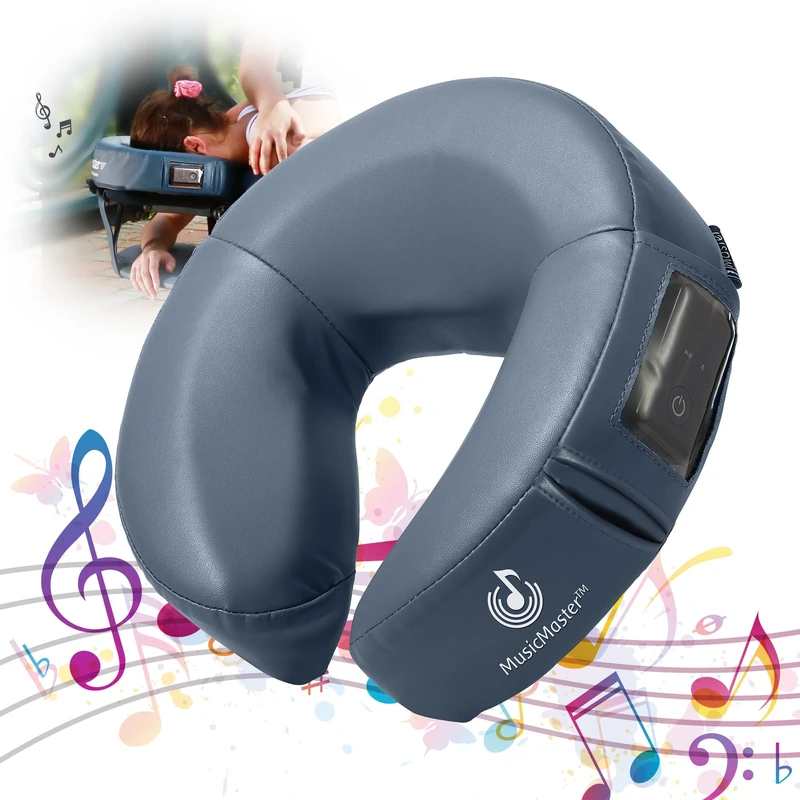 Music Master Crescent Round High Fidelity Sound Face Cushion- Bluetooth Massage Pillow-Music Headrest Cushion Musical Neck Support for Massage Tables, Royal Blue