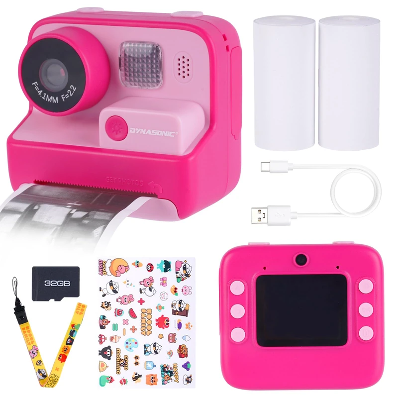 DYNASONIC Children's Camera, Mini Rechargeable Digital Camera for Photos and Videos. 48MP. 2.5k UHD with SD Card, Gift for kids and girls 3-14 years old