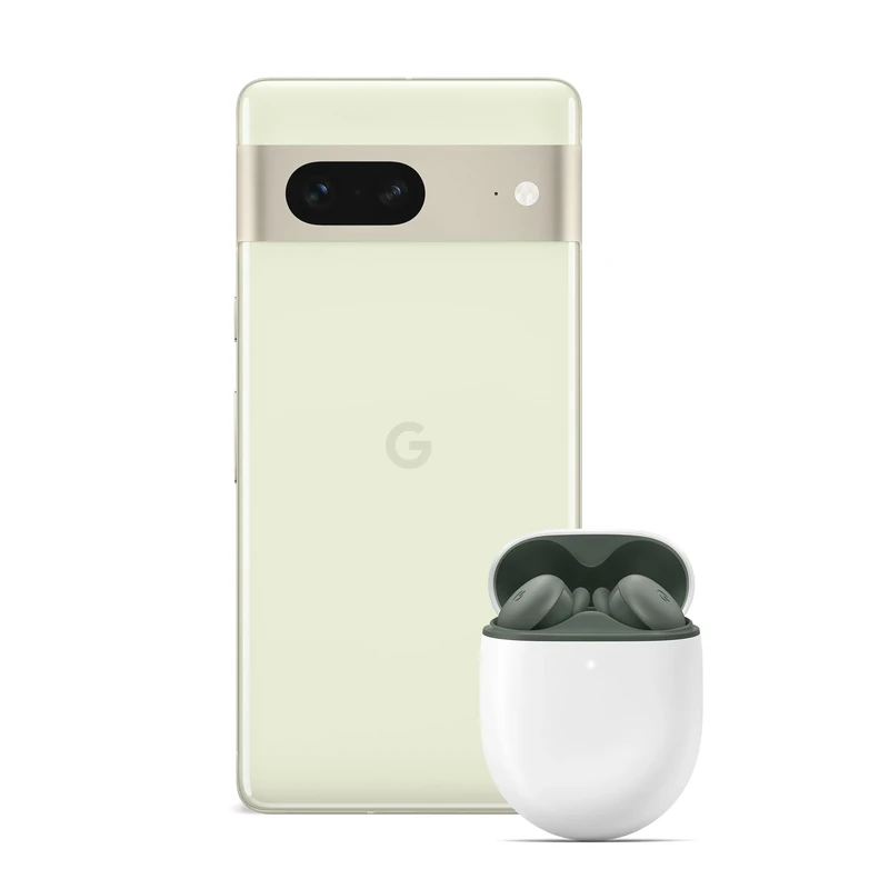 Google Pixel 7 – Unlocked Android 5G Smartphone with wide-angle lens and 24-hour battery – 256GB – Lemongrass + Pixel Buds A-Series – Wireless Earbuds, Dark Olive