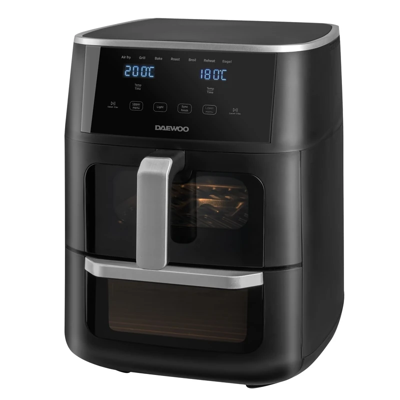 Daewoo Actuate Dual Air Fryer 11L – 6L & 5L Drawers, Sync Finish, Digital Touchscreen, 1700W – Roast, Bake, Grill, Pizza, Chips – Large Family Air Fryer, Oil-Free Healthy Cooking, Energy Saving