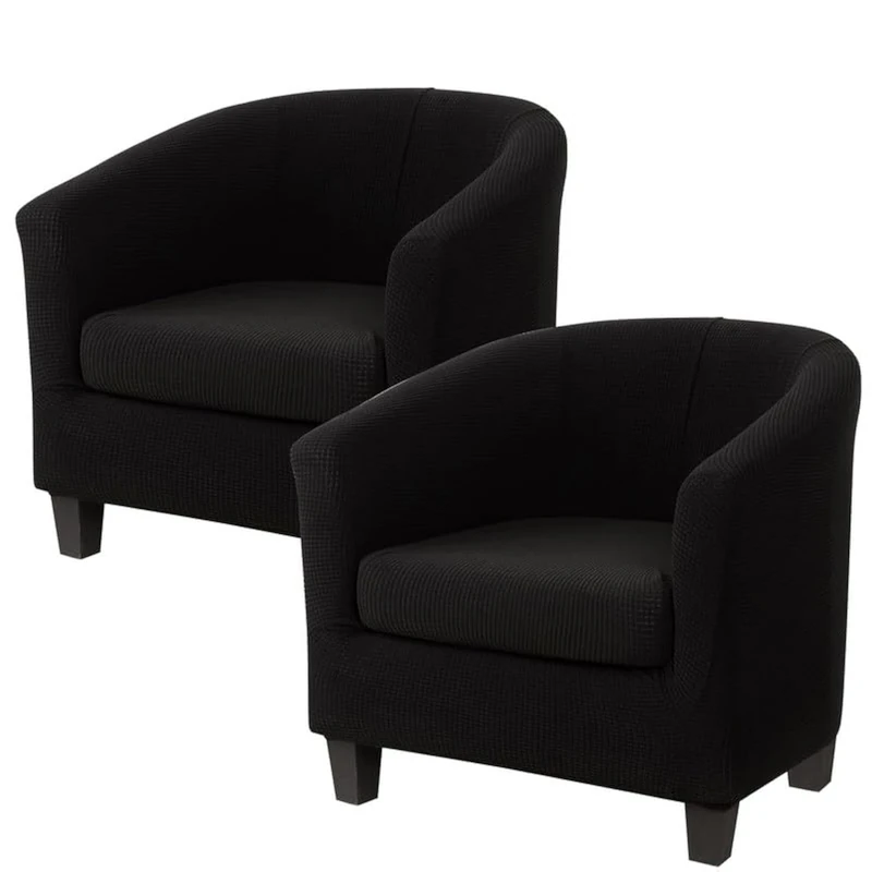 EURHOWING 2 Pieces Tub Chair Covers, Upgraded 2-in-1 Design Stretch Velvet Armchair Sofa Slipcover with Cushion Cover, Non-Slip Sofa and Couch Covers for Club Bucket Chairs