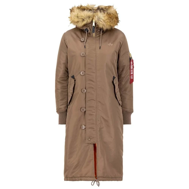 Alpha Industries Long Fishtail Winter Jacket for Ladies Taupe