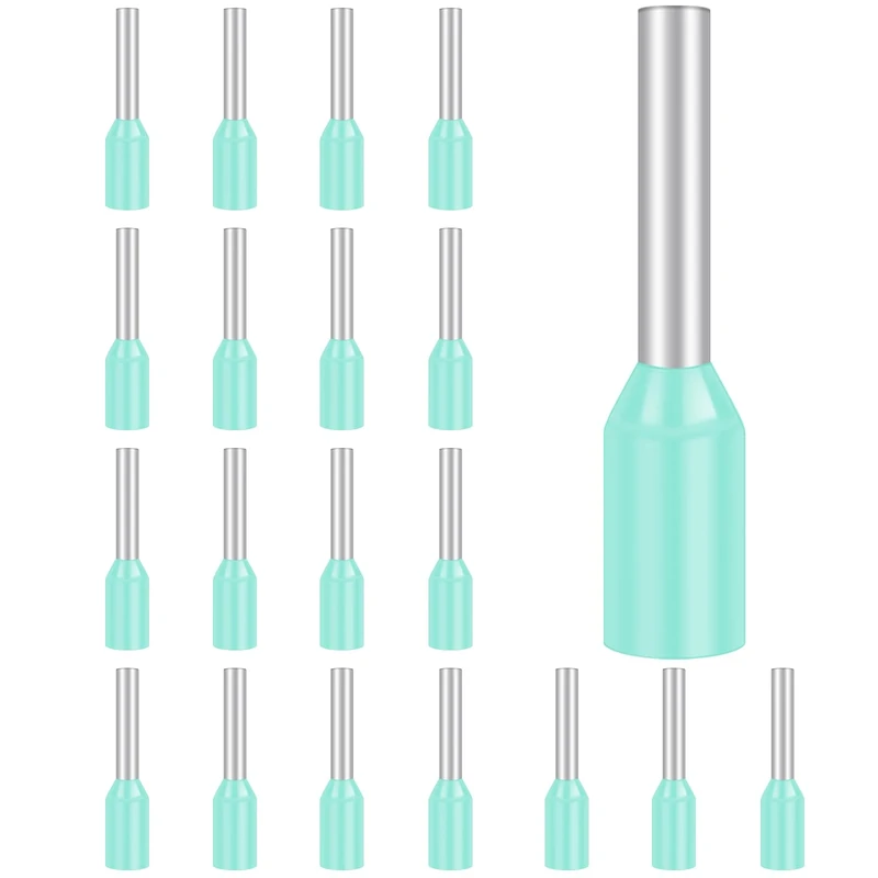 Hanibos Insulated Bootlace Ferrules - 100Pcs, 0.25mm², Cyan Cord Pin End Terminals, Crimp Connector E0306