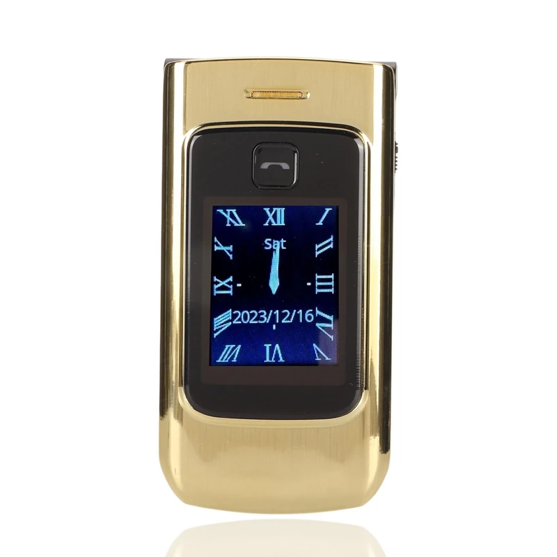 Dpofirs 4G Flip Phone Unlocked, Dual SIM Card Big Button Senior Basic Phone Clear Sound Seniors Cell Phone for Elderly Gifts, 4800mAh, E-book, Dual Screen, SOS (Gold)