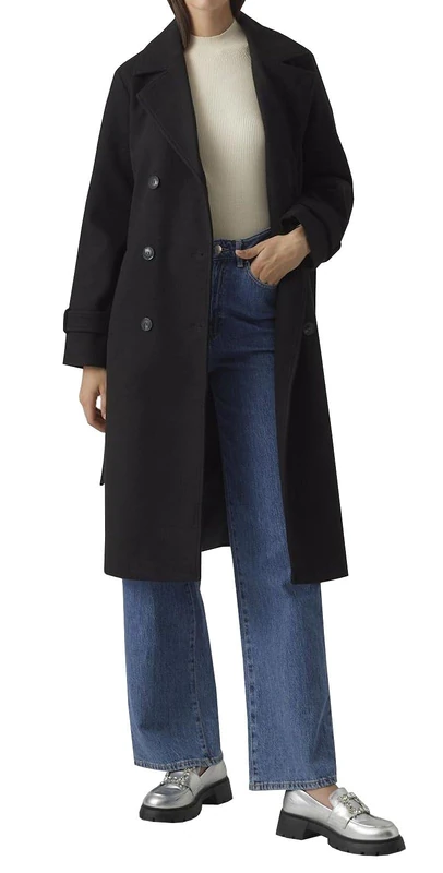 Vero Moda Female Trench Coat VMFORTUNEVEGA Coat, black, XL - Image 1