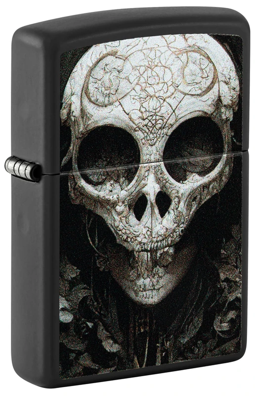 Zippo Windproof Lighter, Skull Design – Matt Black, Colour Image – Refillable, Reusable, Windproof Design – Comes in Gift Box – Made in USA - Image 1