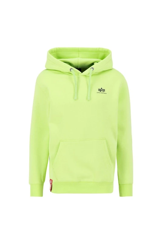 Alpha Industries Men's Basic Hoody Small Logo Hooded Sweat Sweatshirt, Hornet Green, L