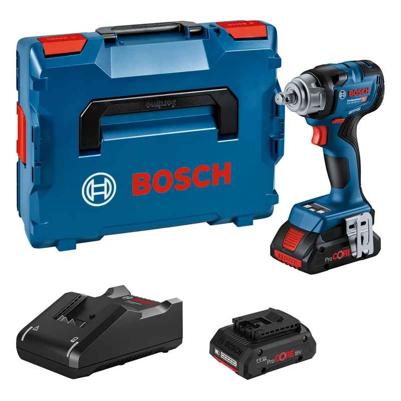 Bosch Professional 18V System Cordless Impact Wrench GDS 18V-330 HC (330 Nm Tightening and 560 Nm Breakaway Torque, incl. 2X 4.0Ah ProCORE Batteries, Charger, 1 x Bluetooth Low Energy Module, L-BOXX)