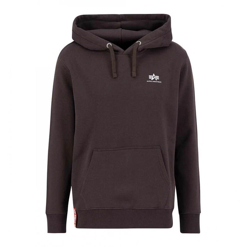 Alpha Industries Basic Hoody Small Logo Hooded Sweat for Men Hunter Brown