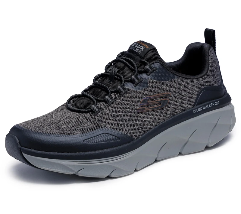 Skechers Men's D'lux Walker 2.0 Steadyway Sneaker, Black/Charcoal, 11.5