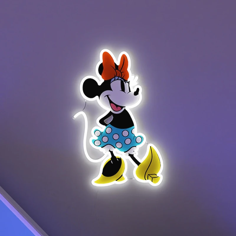 Yellowpop Neon Signs, Disney Minnie Mouse (Full Body), Energy Efficient LED Neon Lights for Walls, Easy to Install Custom Neon Sign & Customizable Light Up Wall Art