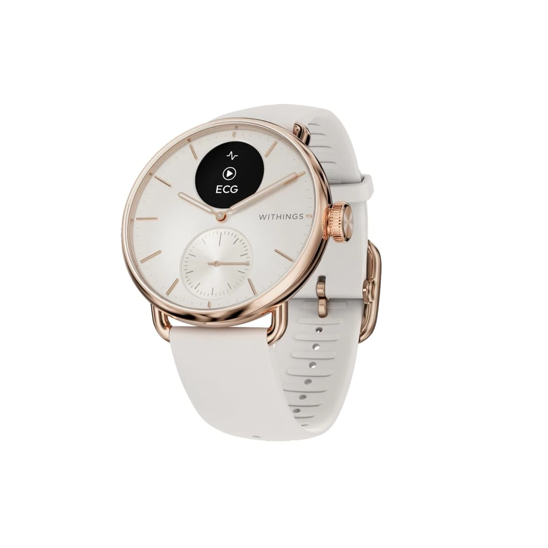 Withings ScanWatch 2 Heart Health Hybrid Smart Watch for Men and Women - ECG, SPO2, Temperature Monitoring, Sleep Tracking, Respiratory Health, Cycle Tracking, Life Time