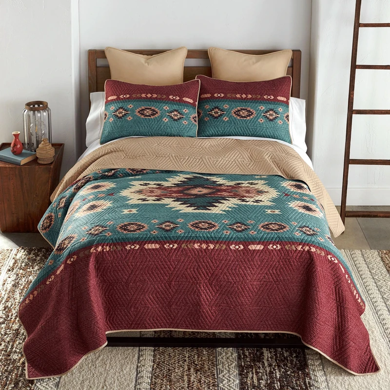 Donna Sharp King Bedding Set - 3 Piece - Apache Southwest Quilt Set with Quilt and Two Pillow Shams - Machine Washable - Image 1