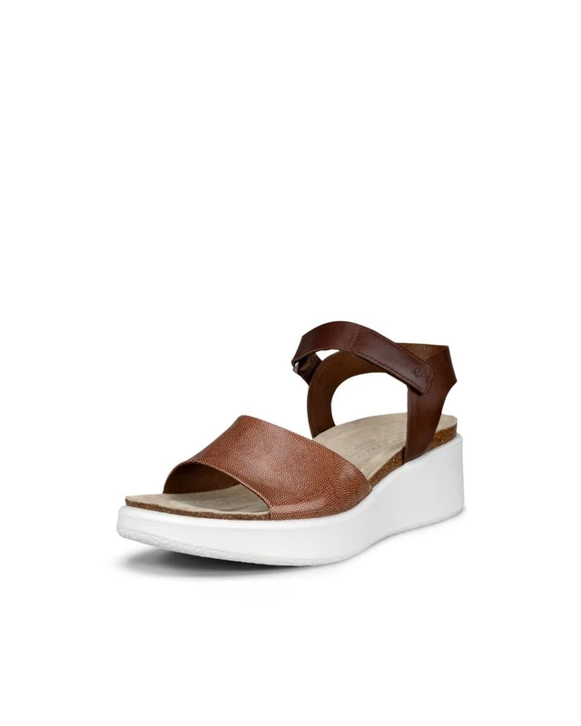 ECCO Women's Flowt Wedge Cork Sandal, Cashmere/Cocoa Brown, 10-10.5