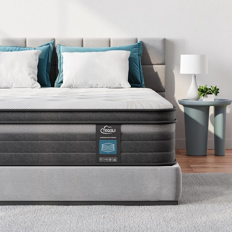 TeQsli Gel Individually Pocket Sprung Small Double Mattress 4FT with Soft Fabric, 10 Inch Hybrid Mattress Small Double for Pressure & Back Pain Relief, Medium Firm Mattress in a Box-120x190x25cm