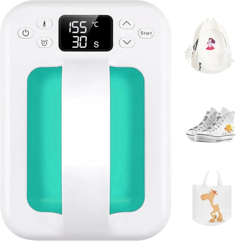 KORGOL Heat Press Machine for T Shirts, 7" × 5" Portable Mini Heat Press Fast Even Heat, Easy Press T Shirt Printer Machine with Insulated Base,for Sublimation, Htv, Heat Transfer Projects(Green)