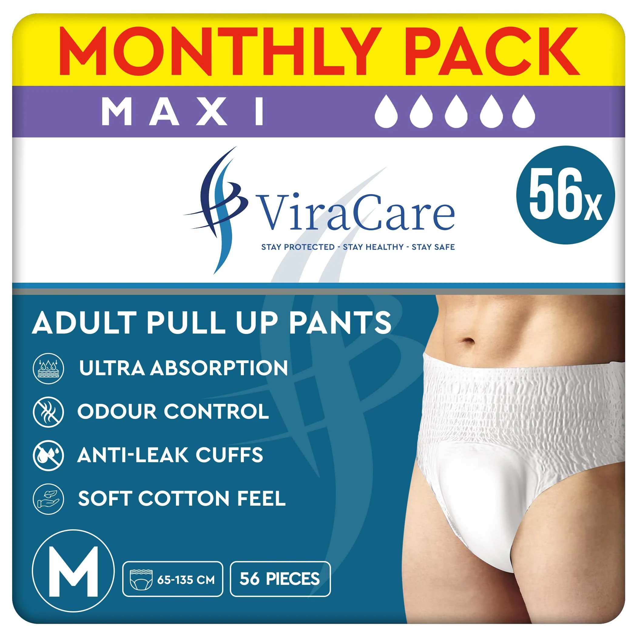 56 x Incontinence Pants Women and Men, Men and Women Diapers, Diapers for Adults, Breathable and Anti Leakage, Maxi Incontinence Diaper (Medium)