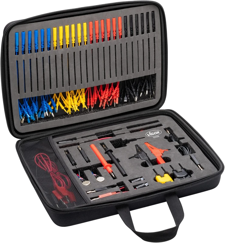ViGOR Set di cavi di misura da 92 pezzi V4326N,Per le esigenze del settore automobilistico per la misurazione elettrica e il collaudo di circuiti/componenti elettrici, 92 pezzi, Batteria da 12 V