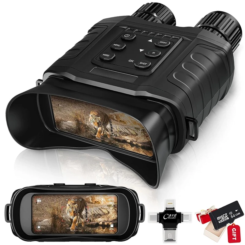Night Vision Binoculars, 20X Optical & 4X Digital Zoom, 1640ft Viewing Range, High Sensitivity 850NM IR CMOS Sensor HD Infrared Digital Night Goggles for Adults, Hunting Camping Surveillance