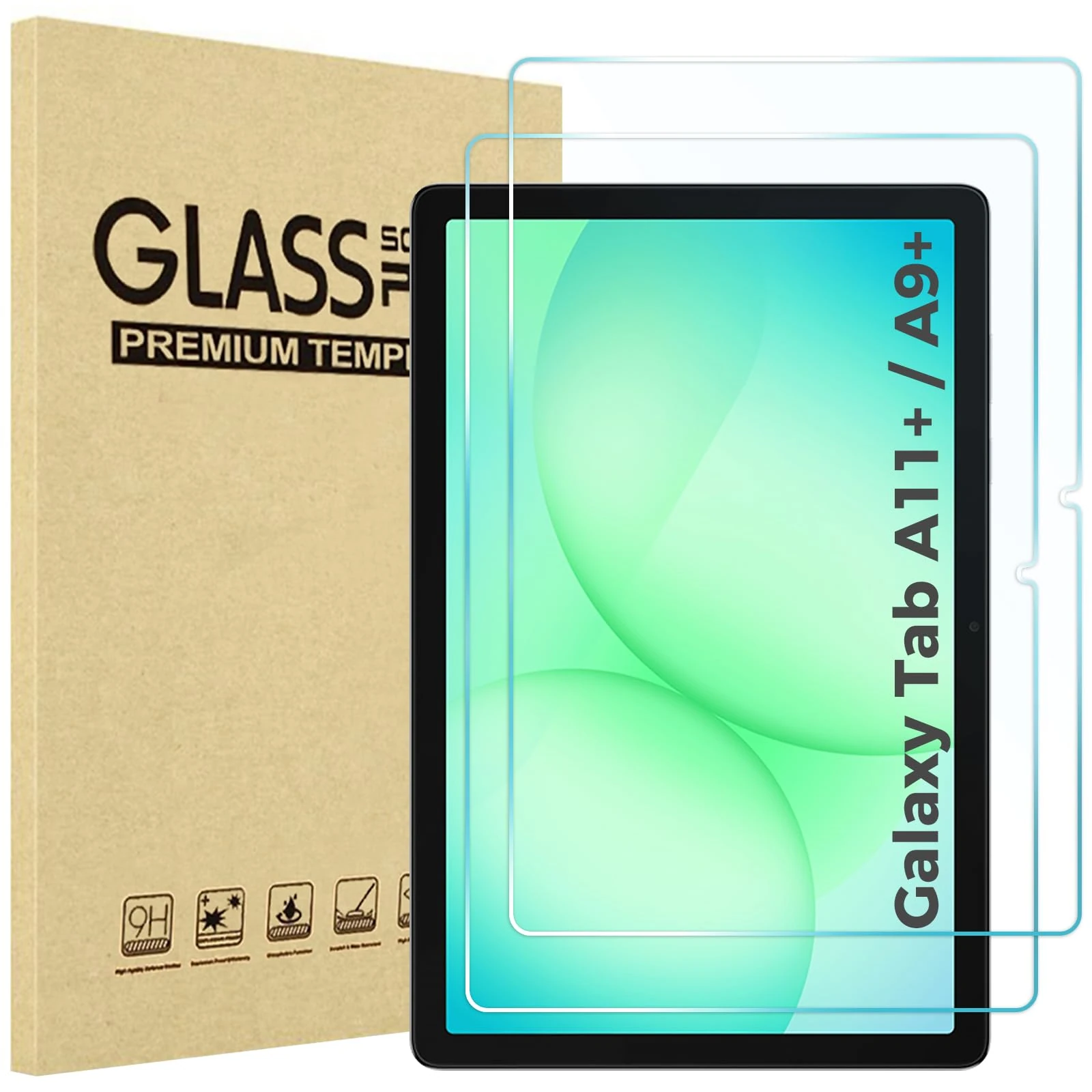 ProCase 2 Pack Screen Protector for Galaxy Tab A11 Plus 2025 / Tab A9 Plus 11 Inch 2023, HD Tempered Glass 9H Film Guard for Tab A11+ / A9+ 5G 11"