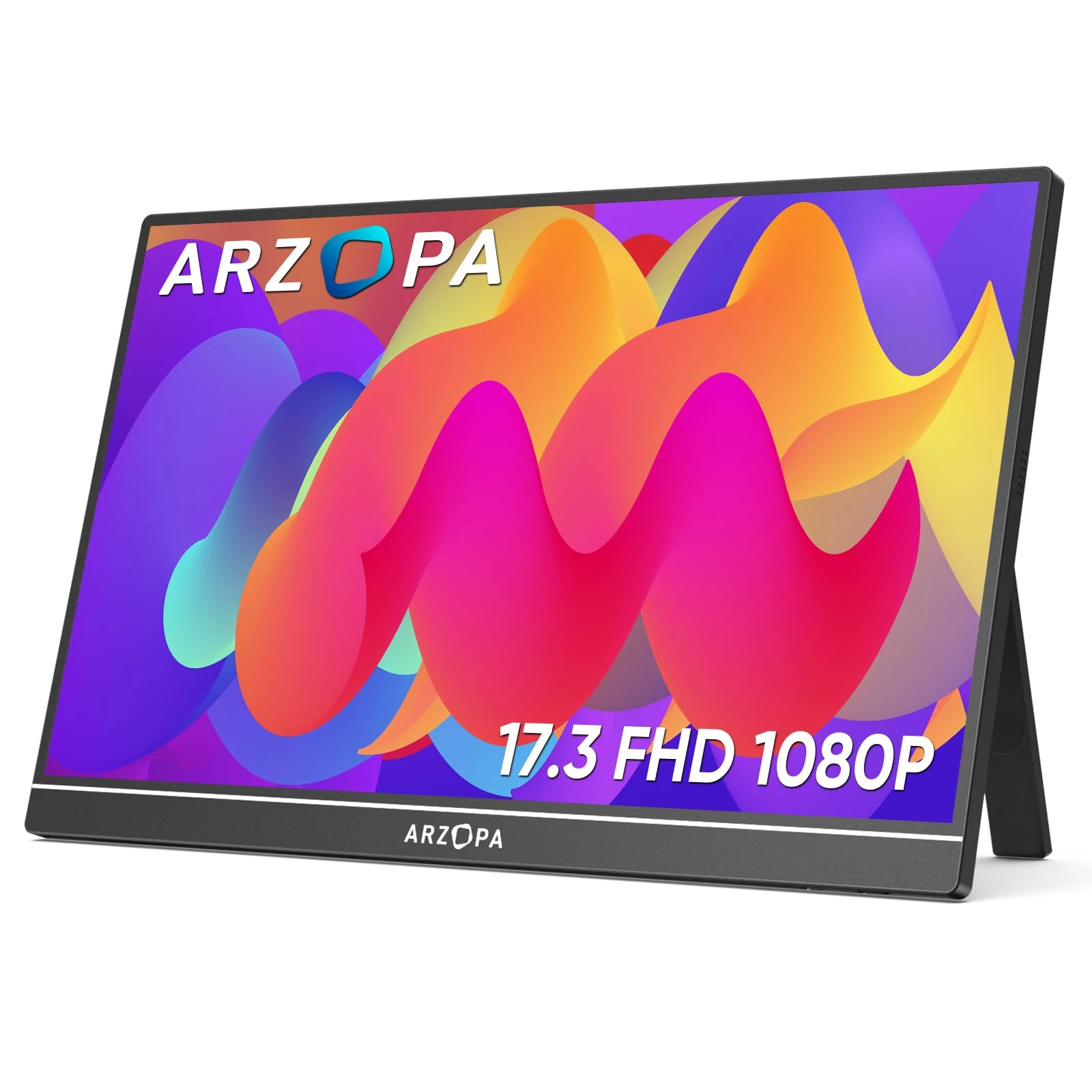 ARZOPA 17.3 Inch Big Portable Monitor, 1920×1080 FHD HDR IPS Kickstand Monitor for Laptop, HDMI USB C External Second Screen for PC/Mac/PS3/4/5/Xbox (A1M
