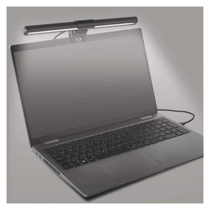 EMOS LED Laptop Lamp 30 cm, 5.6 W Monitor Lamp with Clip Holder, 150 lm USB Light Strip, Tilting Screen Lamp, Continuously Dimmable, Adjustable Light Colours, 30000 Hours Life, Ra 95