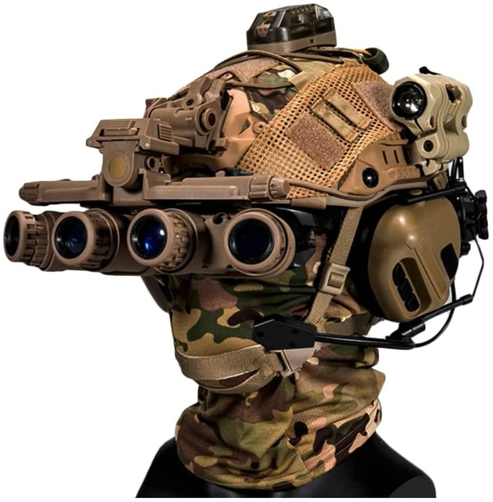 Airsoft Paintball Helmet Set With Headset And Telescope Model Outdoor Game Tactical Helmet Set With Goggles And NVG Mount, For War Game Protective Gear