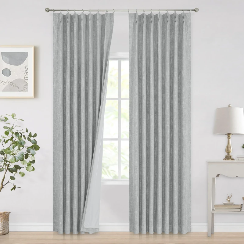 Vision Home Silver Grey Pinch Pleated Full Blackout Curtains Room Darkening Window Curtains 84 inch for Living Room Bedroom Thermal Insulated Pinch Pleat Drapes with Hooks Back Tab 2 Panel 40" Wx84 L