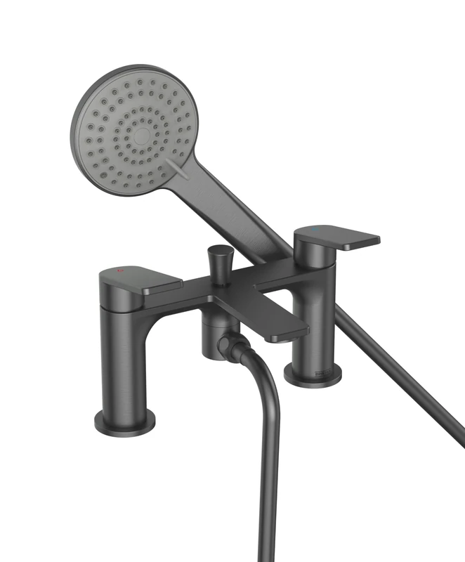 Bristan FRM BSM GM Frammento Bath Shower Mixer 2 Hole, Gun Metal Grey