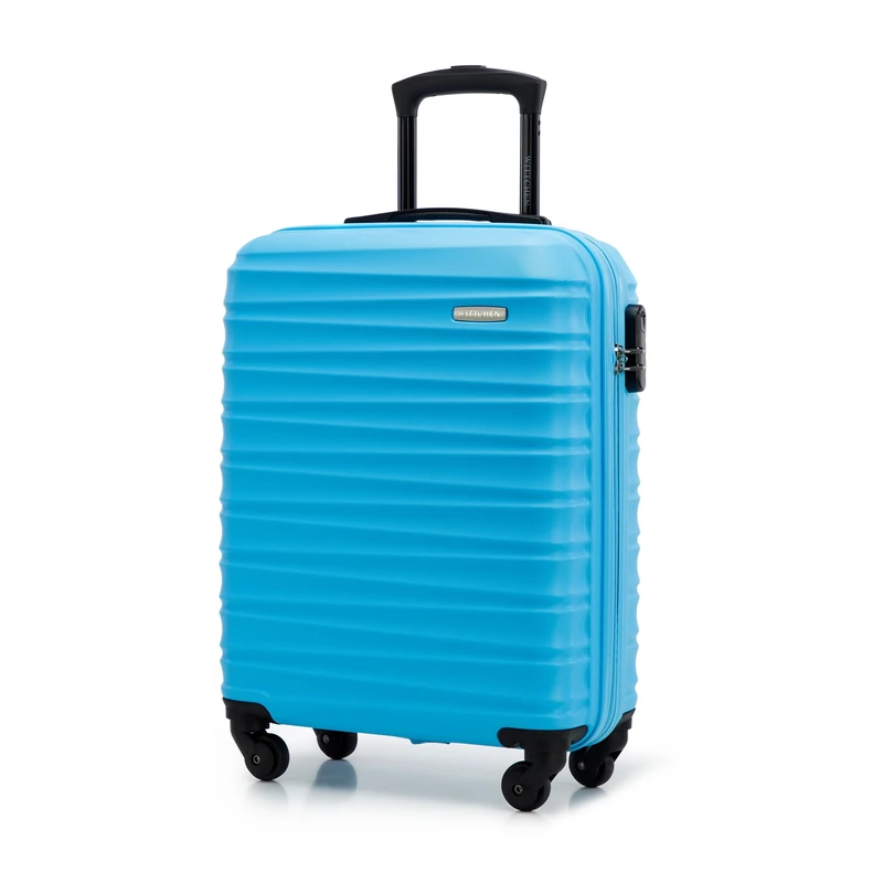 WITTCHEN Travel Suitcase Carry-On Cabin Luggage Hardshell Made of ABS with 4 Spinner Wheels Combination Lock Telescopic Handle Groove Line Size Cabin Suitcase Blue